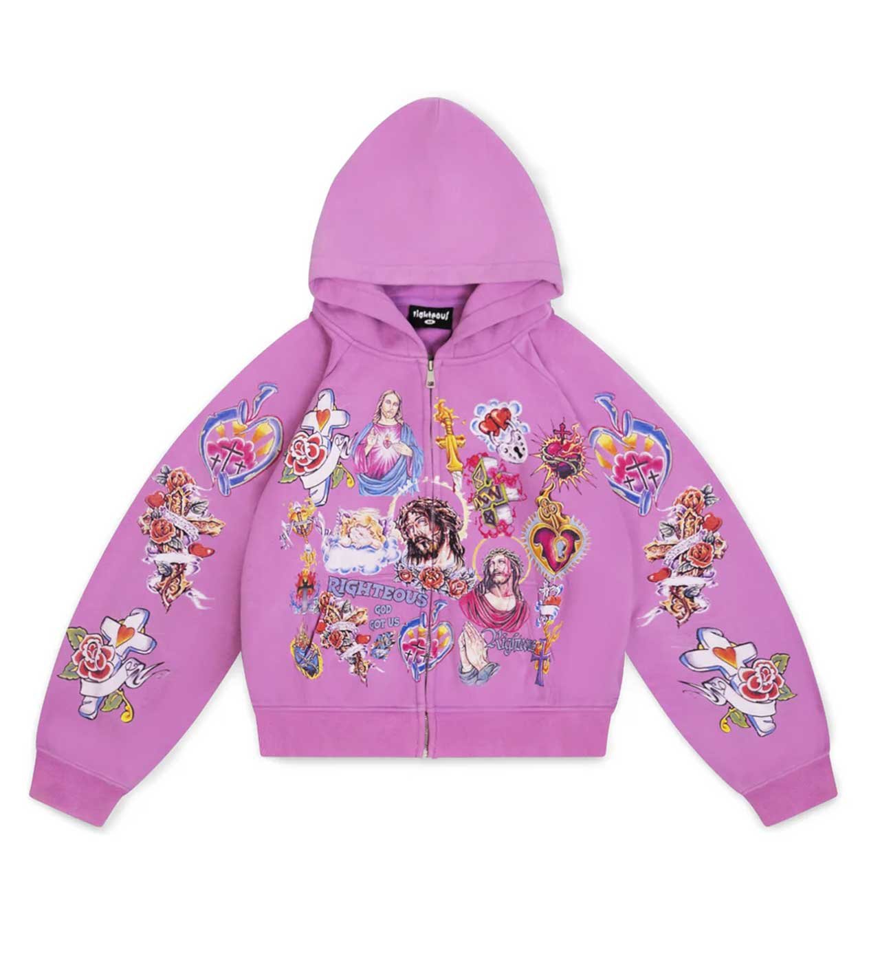 Righteous-Risen-King-Zip-Up-Hoodie-Purple-front.jpg Righteous Risen King Zip Up Hoodie Purple - Image 1