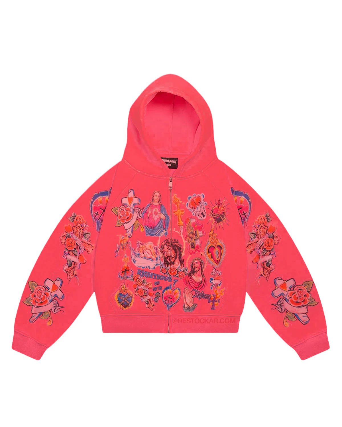 Righteous-Risen-King-Zip-Up-Hoodie-Red-FRONT.webp We Are Righteous Risen King Hoodie Red - Image 1